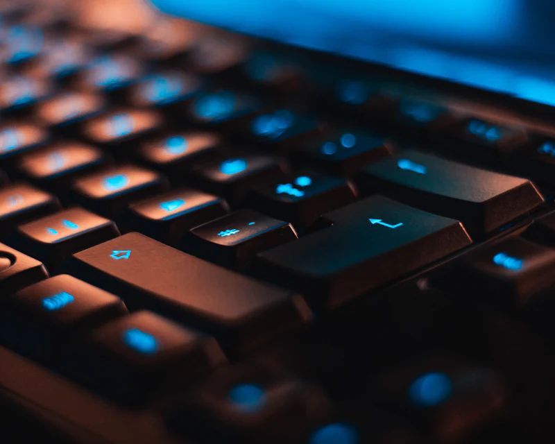 Backlit gaming keyboard close-up