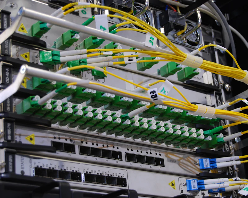 Structured cabling connected to a network patch panel